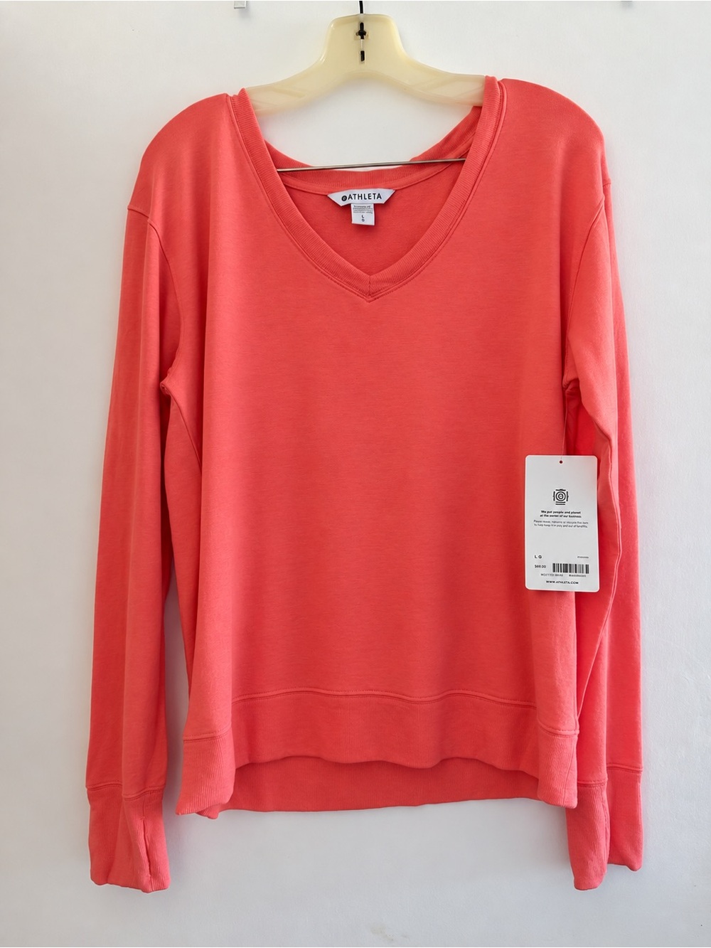 Athleta Coral Sunrise V-Neck Long Sleeve Top NWT